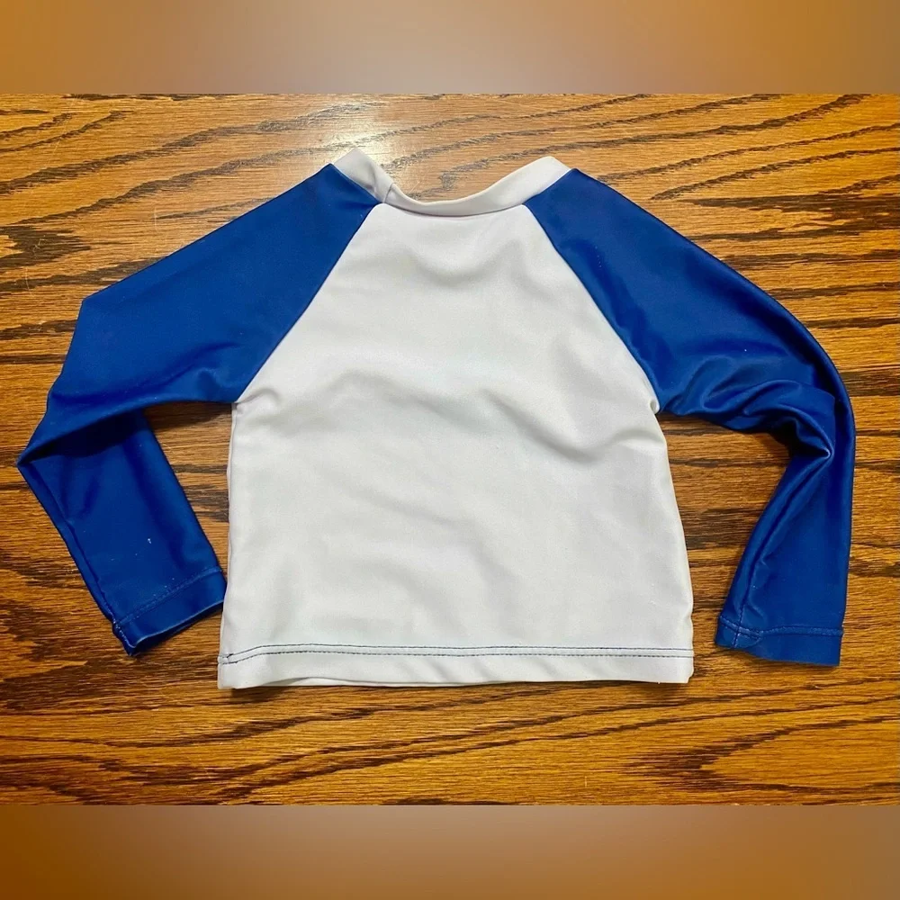 Baby Boy 9-12m Blue White Rash-Guard Long Sleeve Swim Shirt Nautical Crab